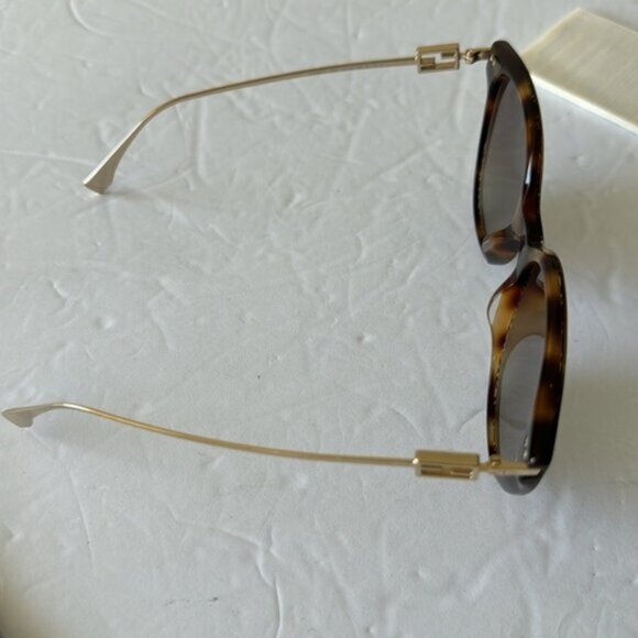 Fendi Designer Cat Eye Sunglasses Brown Gold W Pouch & Box 54mm - Picture 13 of 16